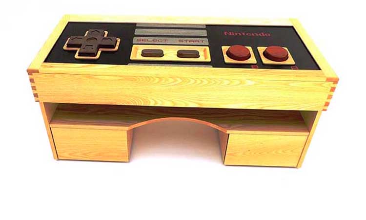 A fully operational Nintendo Game Pad coffee table