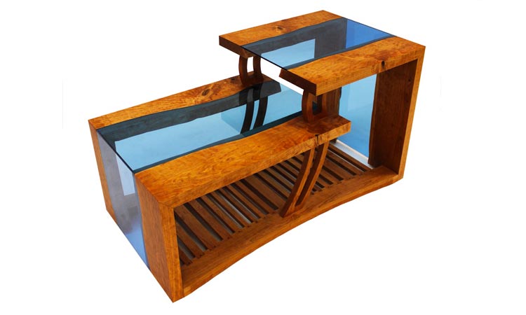 A waterfall coffee table