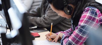 student writing